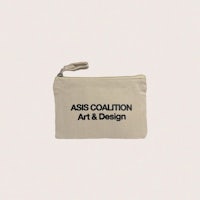 a zipper pouch that says asis coalition art & design