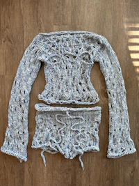 Affie Luxe Knitted White/Light Blue 4-pc set
