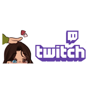 twitch logo with a girl holding a phone