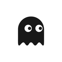 a black ghost icon on a black background