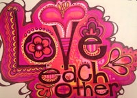 a drawing with the words love each other on it