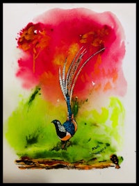 a watercolor painting of a pheasant