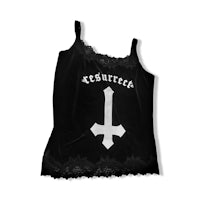 a black tank top with a cross on it