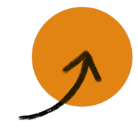 an orange circle with an arrow pointing up