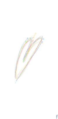 a drawing of a rainbow colored line on a white background