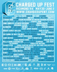 a poster for the charged up fest