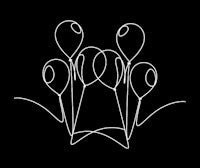 a line drawing of balloons on a black background