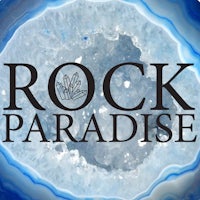 rock paradise logo with a blue agate