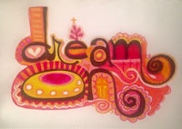a colorful drawing of the word dream on