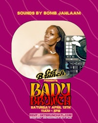 a flyer for the baby brunch with a woman and a dj