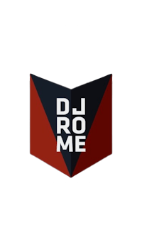 dj rome logo on a black background