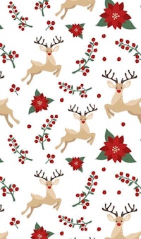 a christmas pattern with reindeer and poinsettias
