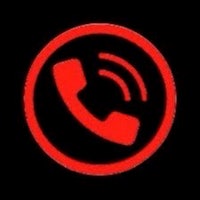 a red phone icon on a black background