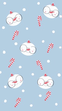 a pattern with snowmen and candy canes on a blue background