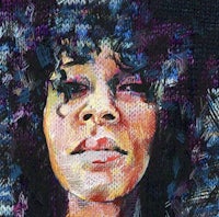a painting of a woman with curly hair