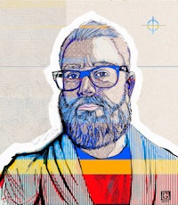 an illustration of a man with glasses and a beard