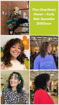 a collage of pictures of women with curly hair