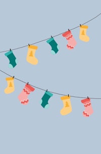 christmas stockings hanging on a clothesline
