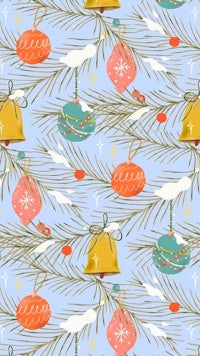 a christmas pattern with bells and pine cones