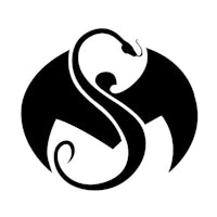 a black and white logo of a snake