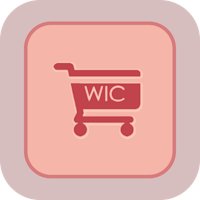 a shopping cart icon with the word wic