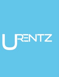the logo for urntz on a blue background