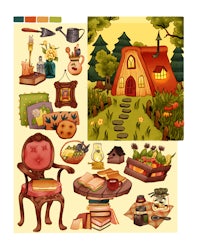 a set of clip art images of a house and other items