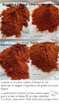 four different types of red powder are shown