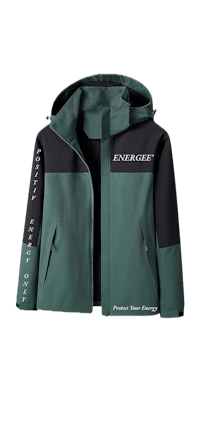a green and black jacket with the word'encourage'on it