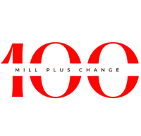 Saucy black 100 Mill Plus Change logo 