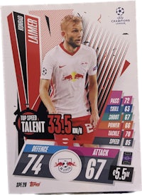a soccer card with a red bull player on it