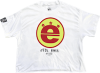 a white t - shirt with the letter e on it