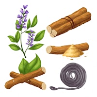 a set of cinnamon sticks, flowers, and sticks