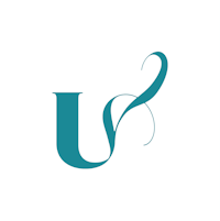 the letter u in a teal color