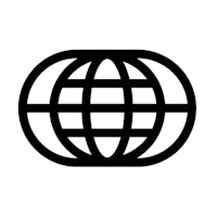 a black and white globe icon on a white background
