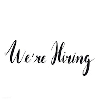 we're hiring lettering on a white background