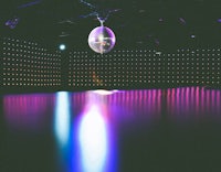 a disco ball in a dark room