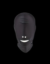a black mask with a smiley face on it
