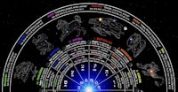the zodiac wheel is shown on a black background