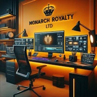 monarch royalty ltd office with a desk and monitors