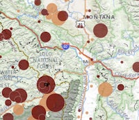 a map showing the locations of wildfires in montana and wyoming