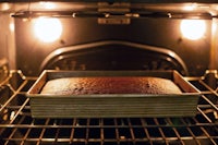 a loaf of bread in an oven