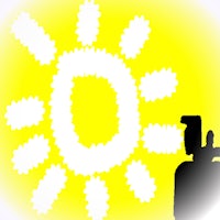 a silhouette of a sun on a yellow background