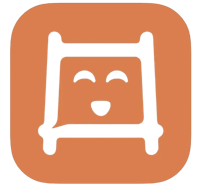 a bed icon with a smiley face on it