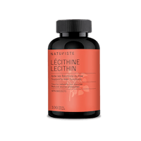 a bottle of lecithin capsules
