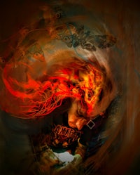 an image of a person with fire in his hair