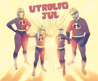 an illustration of the incredibles with the words utrolg jul