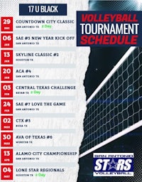 a poster for the texas star volleyball tournament schedule