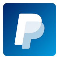 the paypal logo on a blue square