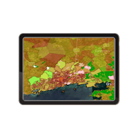 a tablet with a map of a city on it